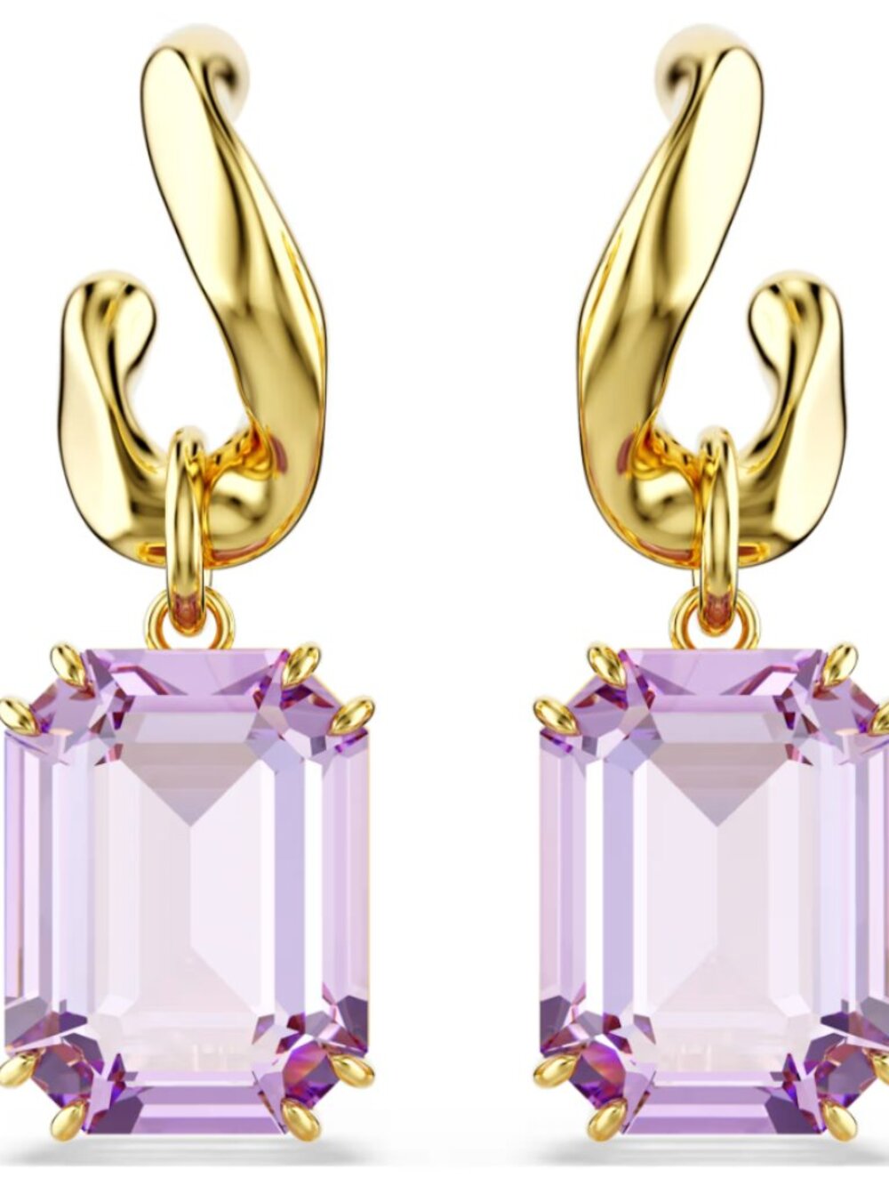Swarovski Millenia Drop Earrings with Lavender Emerald-Cut Crystals